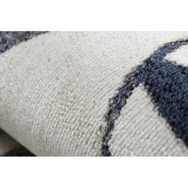 Moderne tæppe MUNDO E7181 blade boho udendørs beige / blå, 80x150 cm