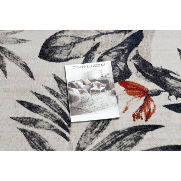 Moderne tæppe MUNDO E7181 blade boho udendørs beige / blå, 120x170 cm