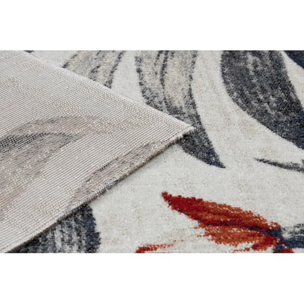 Modern matta MUNDO E7181 löv utomhus beige / blå, 180x270 cm