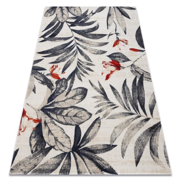 Modern matta MUNDO E7181 löv utomhus beige / blå, 180x270 cm