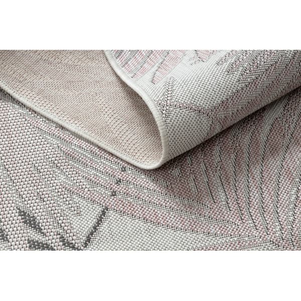 Matta SISAL SION Löpare, Palmblad, tropiska 2837 Flat vävd ecru / rosa, 70x200 cm