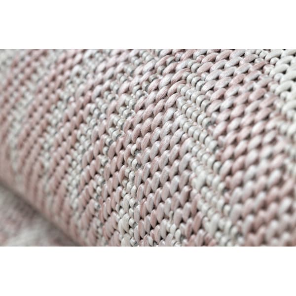 Matta SISAL SION Löpare, Palmblad, tropiska 2837 Flat vävd ecru / rosa, 70x200 cm