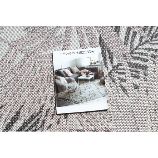 Matta SISAL SION Löpare, Palmblad, tropiska 2837 Flat vävd ecru / rosa, 70x200 cm