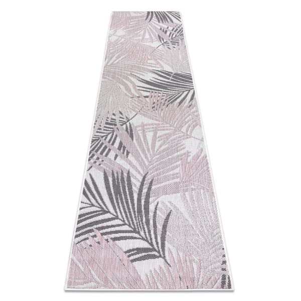 Matta SISAL SION Löpare, Palmblad, tropiska 2837 Flat vävd ecru / rosa, 70x200 cm