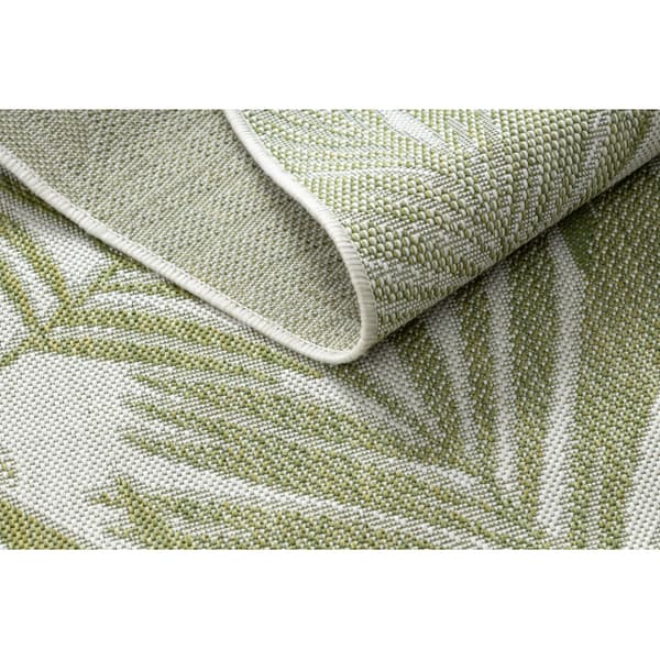 Matta SISAL SION Löpare, Palmblad, tropiska 2837 Flat vävd ecru / grön, 70x250 cm