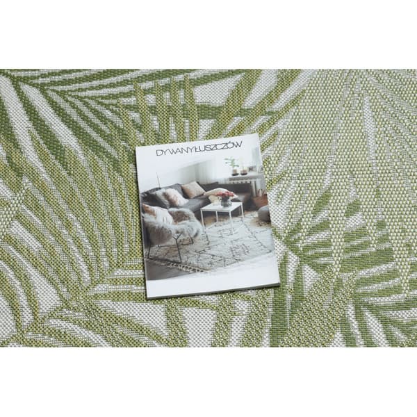 Tæppe, Runner SISAL SION Palme blade, tropisk 2837 Fladvævet ecru / grøn, 70x300 cm