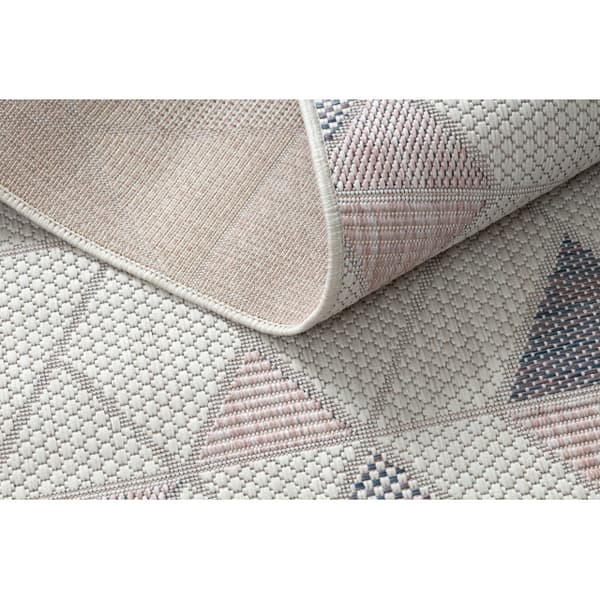 Matta SISAL SION Löpare Geometric, Triangles 3006 Flat vävd ecru / rosa, 60x300 cm