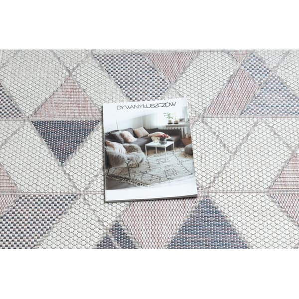 Matta SISAL SION Löpare Geometric, Triangles 3006 Flat vävd ecru / rosa, 70x200 cm