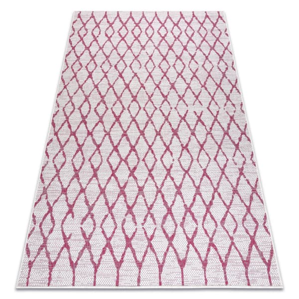Sisaltæppe SISAL SION kontrolmønster 22129 Fladt vævet ecru / fuchsia, 140x190 cm