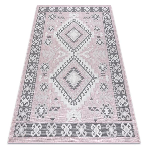 Matta SISAL SION aztec 3007 aztec Platt vävd rosa / ekru, 160x220 cm