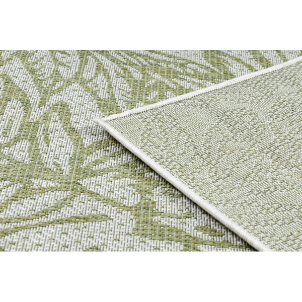 Matta SISAL SION Blad, tropiska 22128 Flat vävd ecru / grön, 160x220 cm
