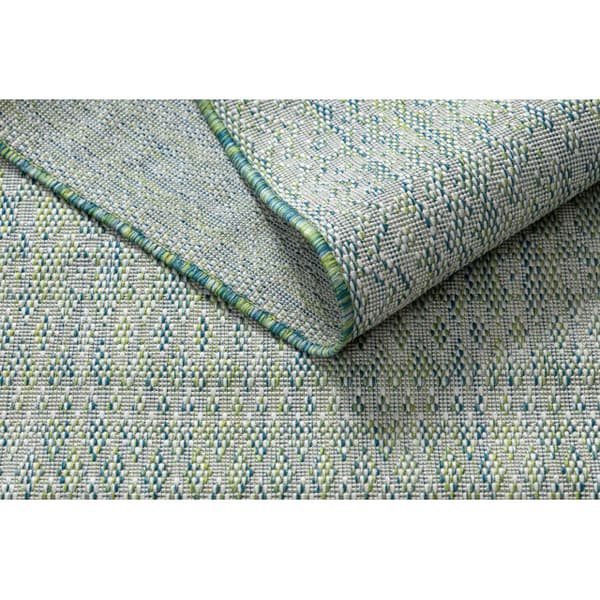 Matta SISAL SION Ruter 22184 Platt vävd grön / blå / ekru, 140x190 cm