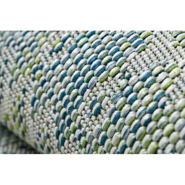 Matta SISAL SION Ruter 22184 Platt vävd grön / blå / ekru, 140x190 cm