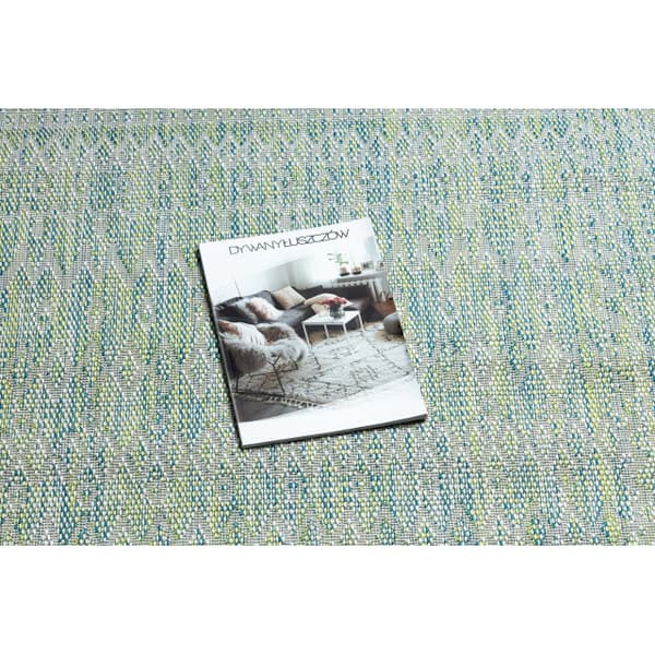 Matta SISAL SION Ruter 22184 Platt vävd grön / blå / ekru, 140x190 cm