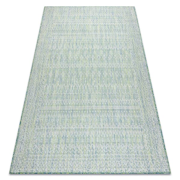 Matta SISAL SION Ruter 22184 Platt vävd grön / blå / ekru, 140x190 cm