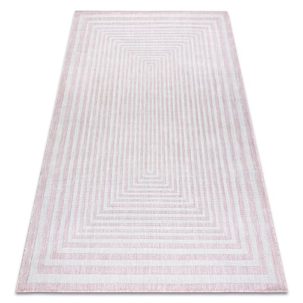 Matta SISAL SION labyrint 22376 aztec Platt vävd rosa / ekru, 160x220 cm
