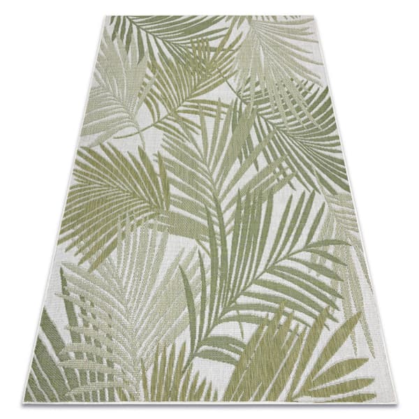 Matta SISAL SION Palmblad, tropiska 2837 Flat vävd ecru / grön, 140x190 cm
