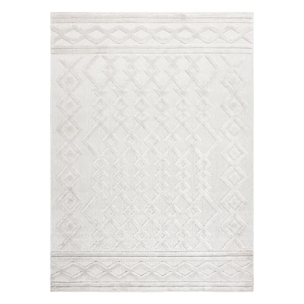 Matta SANTO SISAL 58389 Ruter, geometrisk, sicksack beige, 80x150 cm