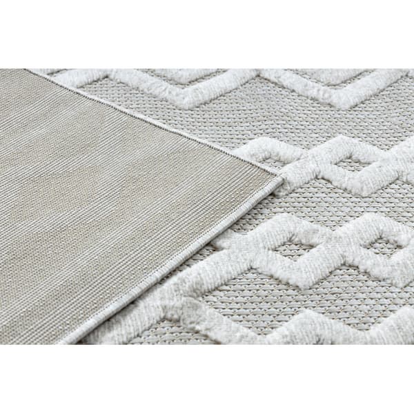 Matta SANTO SISAL 58389 Ruter, geometrisk, sicksack beige, 80x150 cm