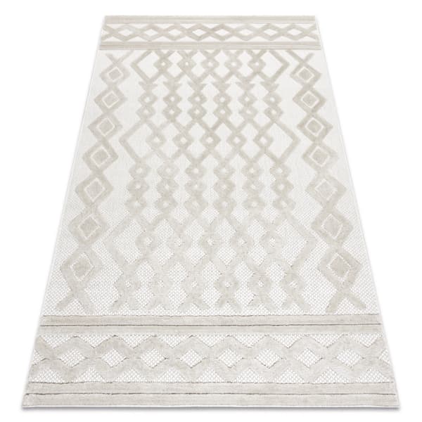 Matta SANTO SISAL 58389 Ruter, geometrisk, sicksack beige, 80x150 cm