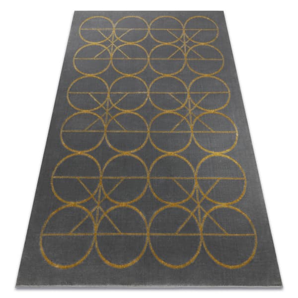 Exklusiv EMERALD Matta 1010 glamour, snygg cirklar grå / guld, 180x270 cm