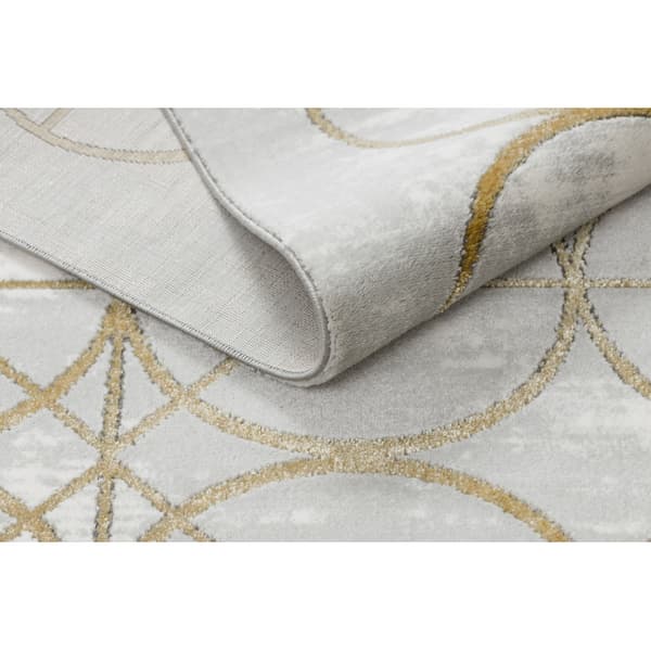 Tæppe EMERALD eksklusiv 1010 glamour, stilfuld cirkler fløde / guld, 120x170 cm