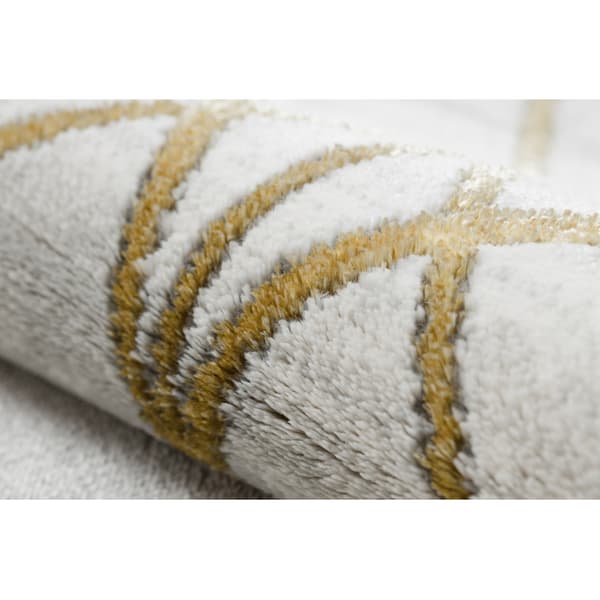 Exklusiv EMERALD Matta 1010 glamour, snygg cirklar kräm / guld, 180x270 cm