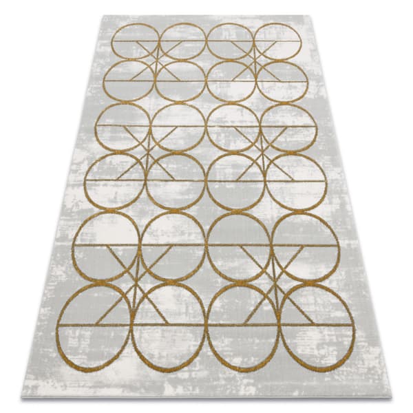 Exklusiv EMERALD Matta 1010 glamour, snygg cirklar kräm / guld, 180x270 cm