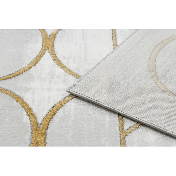 Exklusiv EMERALD Matta 1010 glamour, snygg cirklar kräm / guld, 240x330 cm