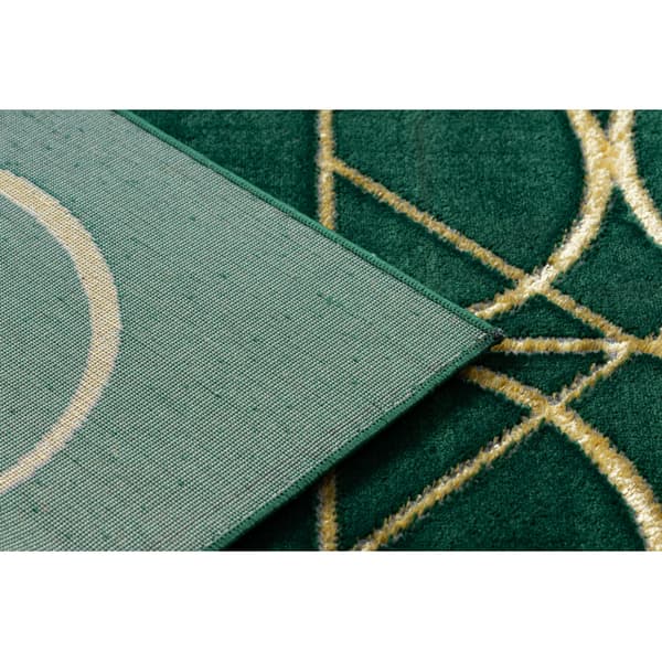 Exklusiv EMERALD Matta 1010 glamour, snygg cirklar flaska grön / guld, 120x170 cm
