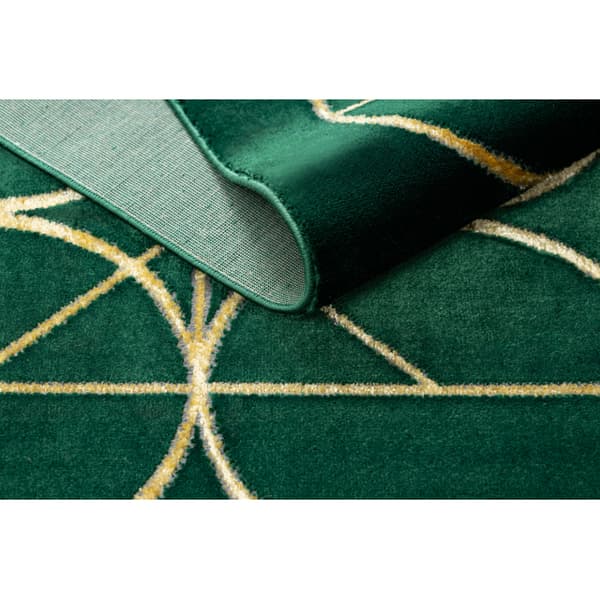 Exklusiv EMERALD Matta 1010 glamour, snygg cirklar flaska grön / guld, 120x170 cm