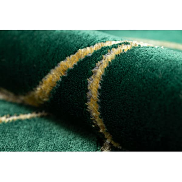 Exklusiv EMERALD Matta 1010 glamour, snygg cirklar flaska grön / guld, 120x170 cm