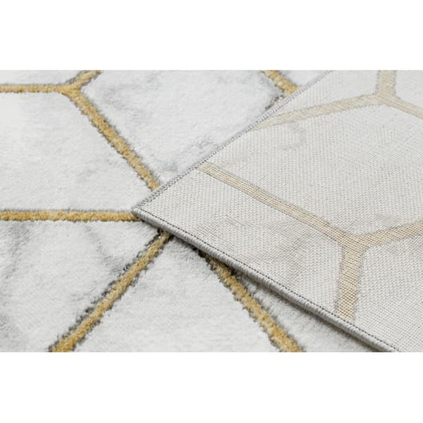 Exklusiv EMERALD Matta 1014 glamour, snygg kub kräm / guld, 180x270 cm