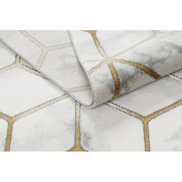 Exklusiv EMERALD Matta 1014 glamour, snygg kub kräm / guld, 180x270 cm