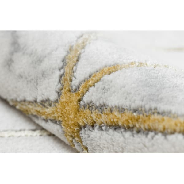 Exklusiv EMERALD Matta 1014 glamour, snygg kub kräm / guld, 180x270 cm
