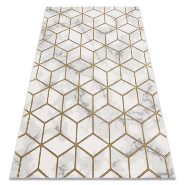 Exklusiv EMERALD Matta 1014 glamour, snygg kub kräm / guld, 180x270 cm