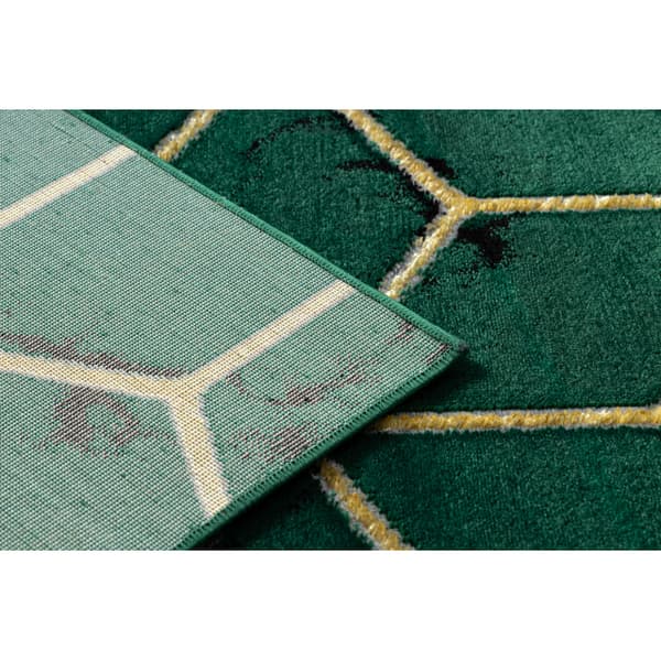 Exklusiv EMERALD Matta 1014 glamour, snygg kub flaska grön / guld, 160x220 cm