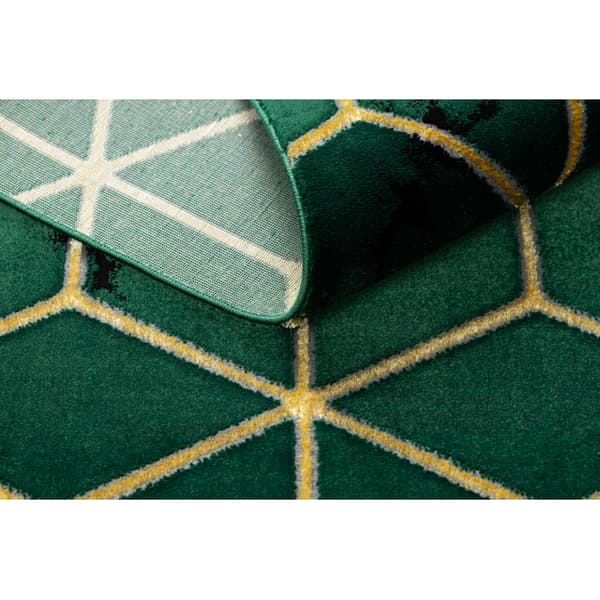 Exklusiv EMERALD Matta 1014 glamour, snygg kub flaska grön / guld, 160x220 cm
