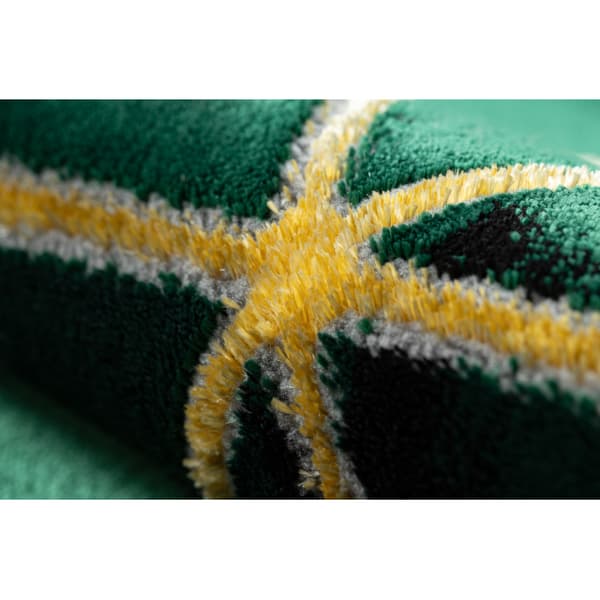 Exklusiv EMERALD Matta 1014 glamour, snygg kub flaska grön / guld, 160x220 cm