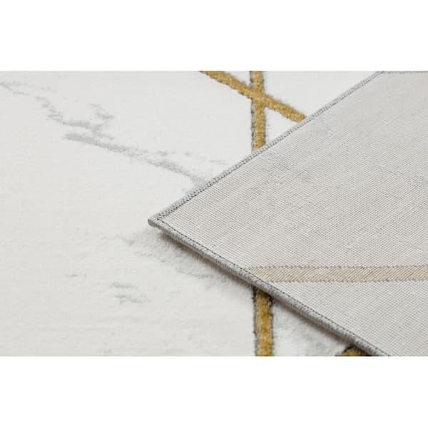 Exklusiv EMERALD Matta 1012 glamour, snygg geometrisk, marble kräm / guld, 80x150 cm