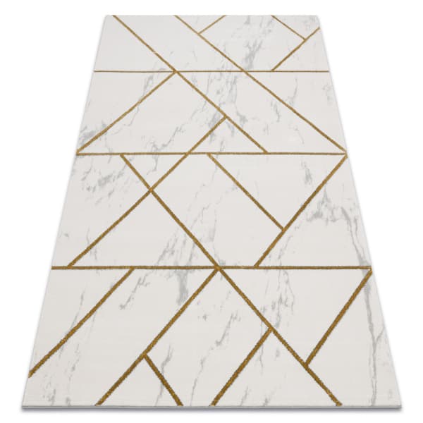 Exklusiv EMERALD Matta 1012 glamour, snygg geometrisk, marble kräm / guld, 180x270 cm