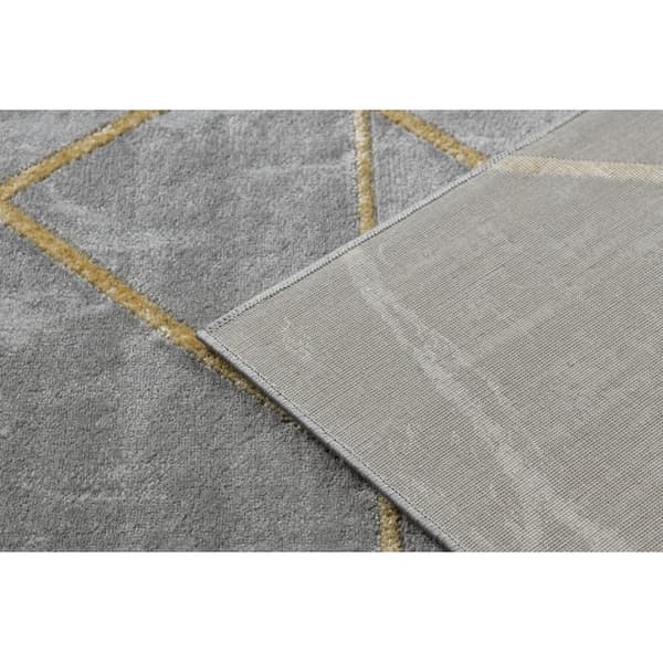 Tæppe EMERALD eksklusiv 1012 glamour, stilfuld geometrisk, marmor grå / guld, 200x290 cm