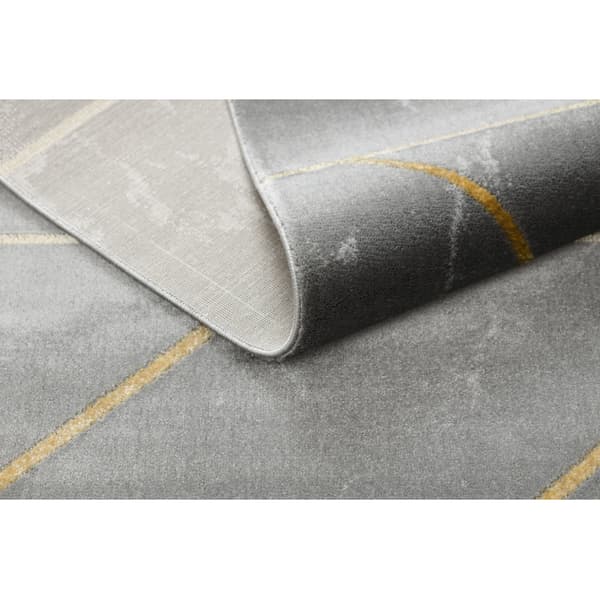 Tæppe EMERALD eksklusiv 1012 glamour, stilfuld geometrisk, marmor grå / guld, 200x290 cm