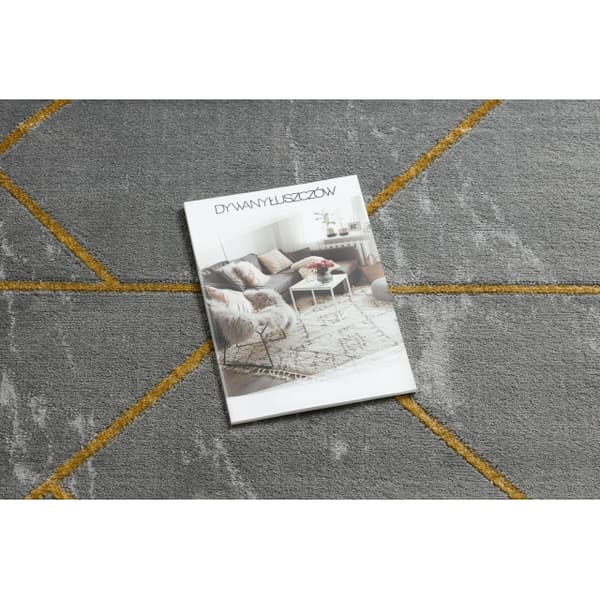 Tæppe EMERALD eksklusiv 1012 glamour, stilfuld geometrisk, marmor grå / guld, 200x290 cm