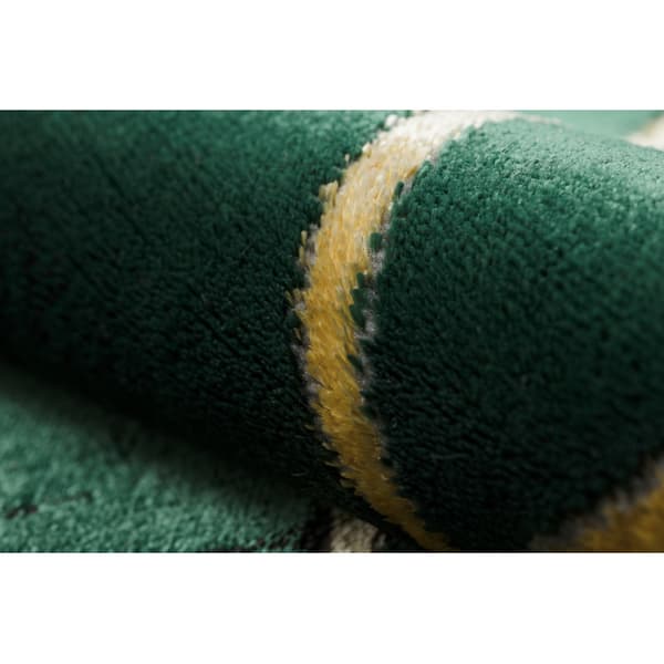 Tæppe EMERALD eksklusiv 1012 glamour, stilfuld geometrisk, marmor flaske grøn / guld, 160x220 cm