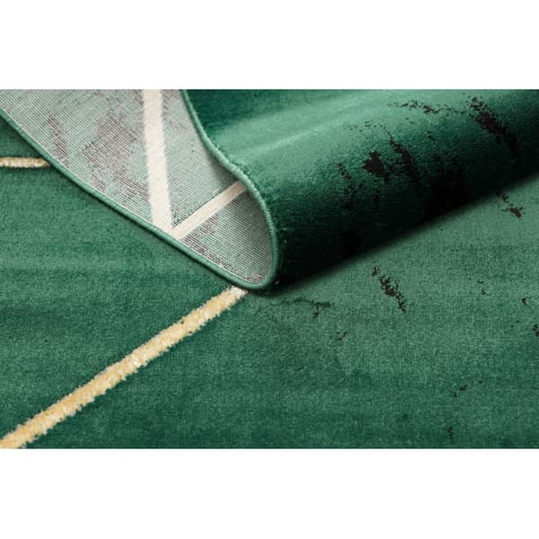 Exklusiv EMERALD Matta 1012 glamour, snygg geometrisk, marble flaska grön / guld, 200x290 cm