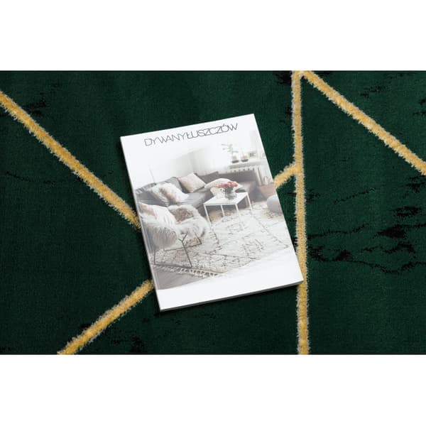 Exklusiv EMERALD Matta 1012 glamour, snygg geometrisk, marble flaska grön / guld, 200x290 cm