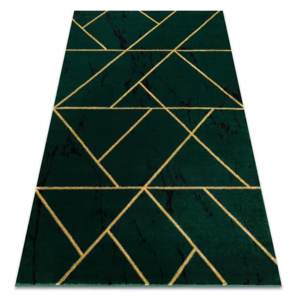 Exklusiv EMERALD Matta 1012 glamour, snygg geometrisk, marble flaska grön / guld, 200x290 cm