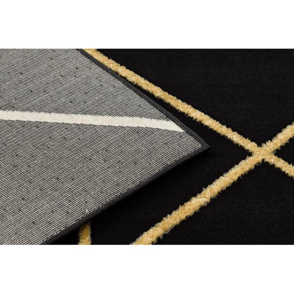 Exklusiv EMERALD Matta 1012 glamour, snygg geometrisk svart / guld, 200x290 cm
