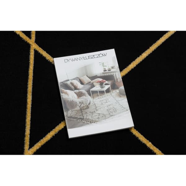 Exklusiv EMERALD Matta 1012 glamour, snygg geometrisk svart / guld, 200x290 cm